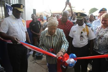 President Sirleaf performs ribbon-cutting ceremony of the newly constructed Zone 6 Police Station in Brewerville 